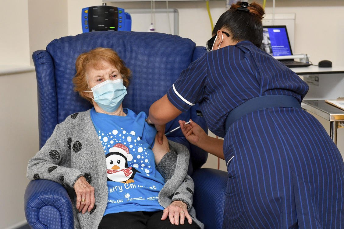 British grandma gets first Pfizer coronavirus vaccine outside trial