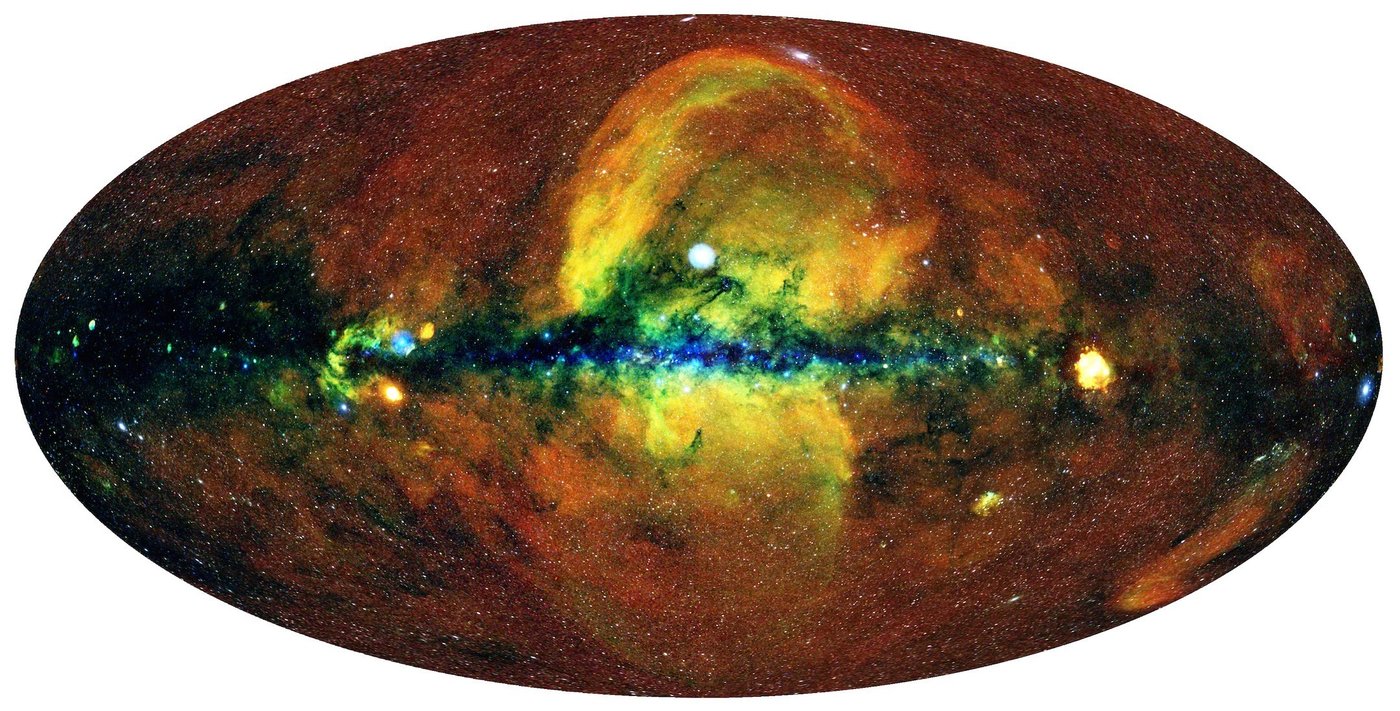 Two strange blobs of X-ray energy are swirling out of the galaxy's center